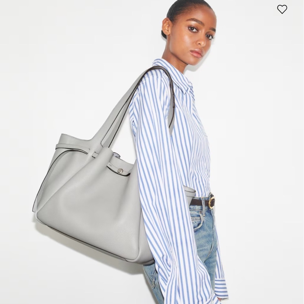 Tory Burch Large Gray Leather Shoulder Bag